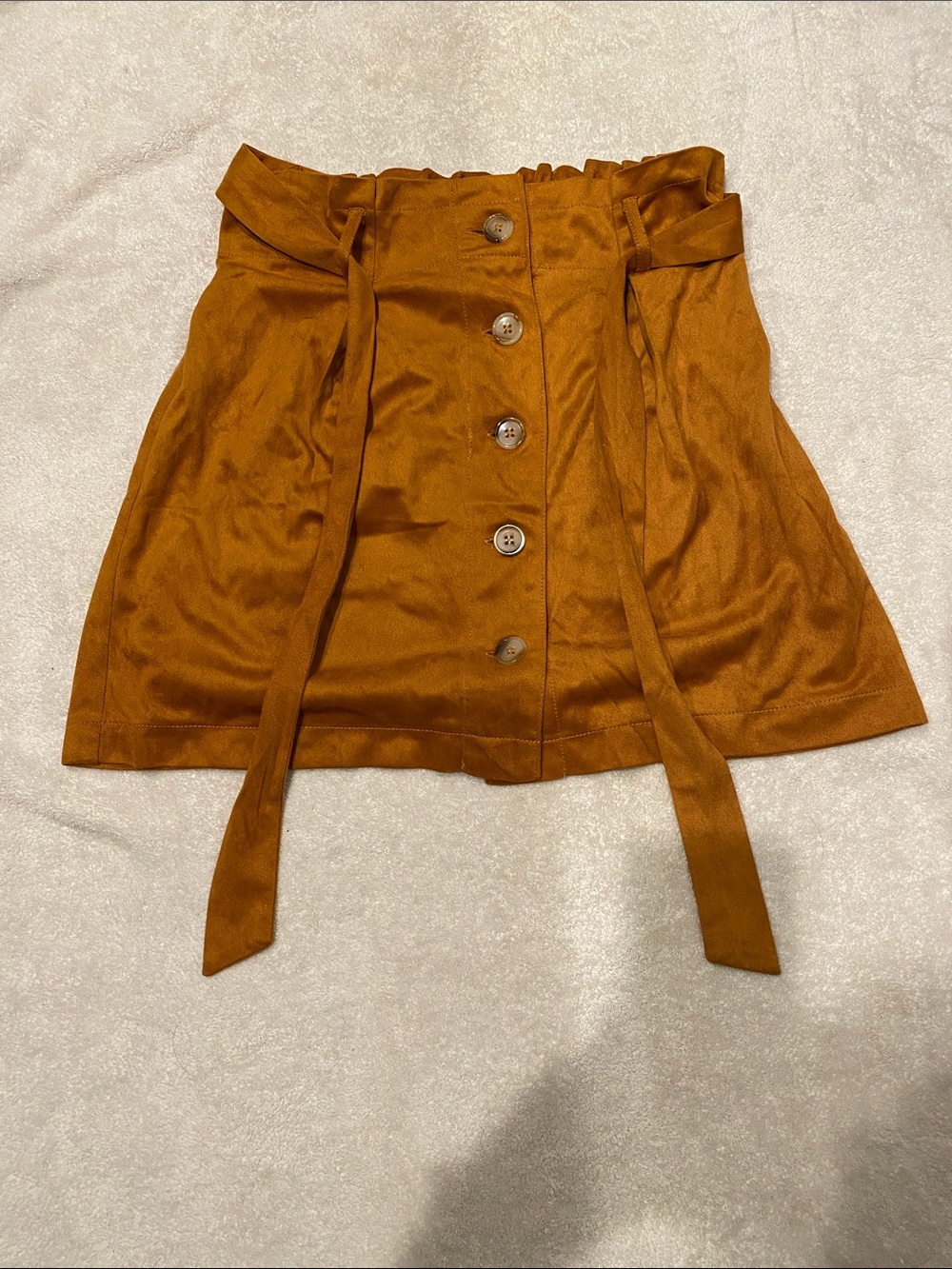 Blue Rain Rust Button-Front Paperbag Mini Skirt